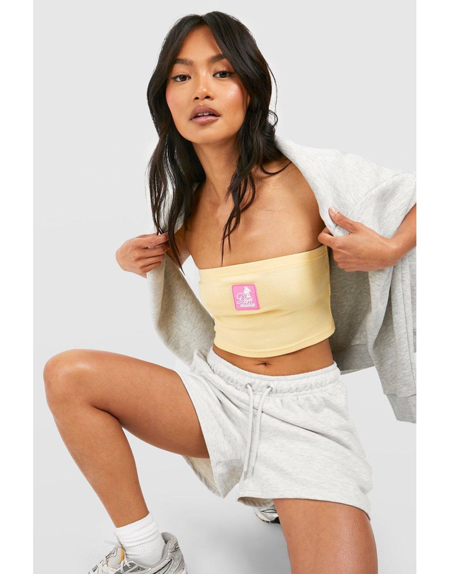 Rib Bandeau Crop Top - yellow