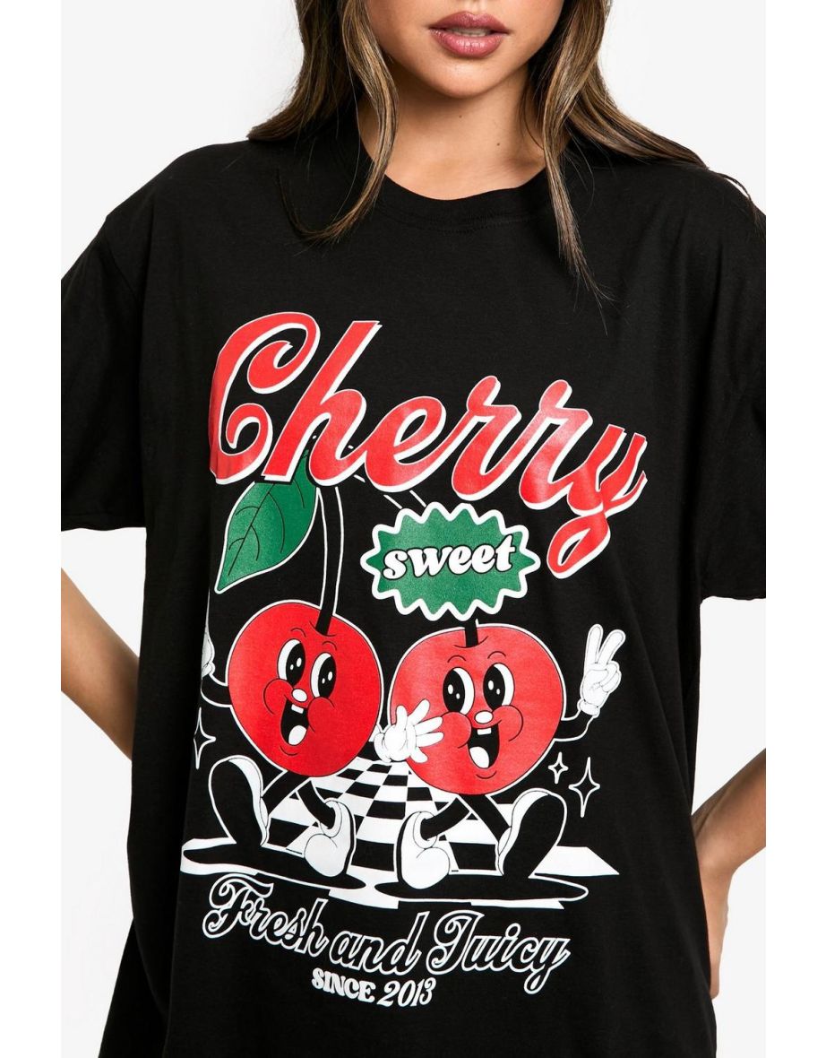 Cherry Sweet Oversized T-shirt - black - 3