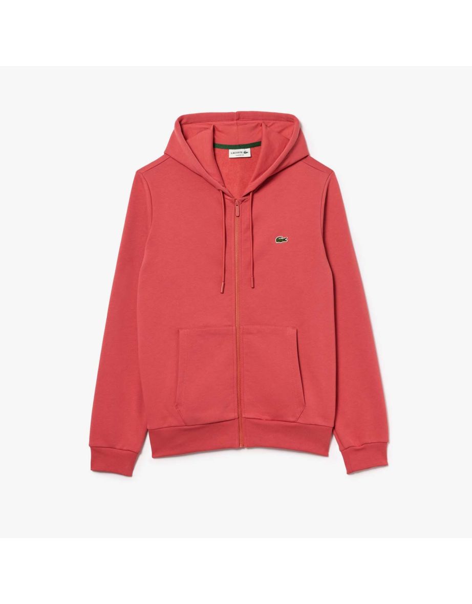 Men's Lacoste Zip-Up Fleece Hoodie in Red