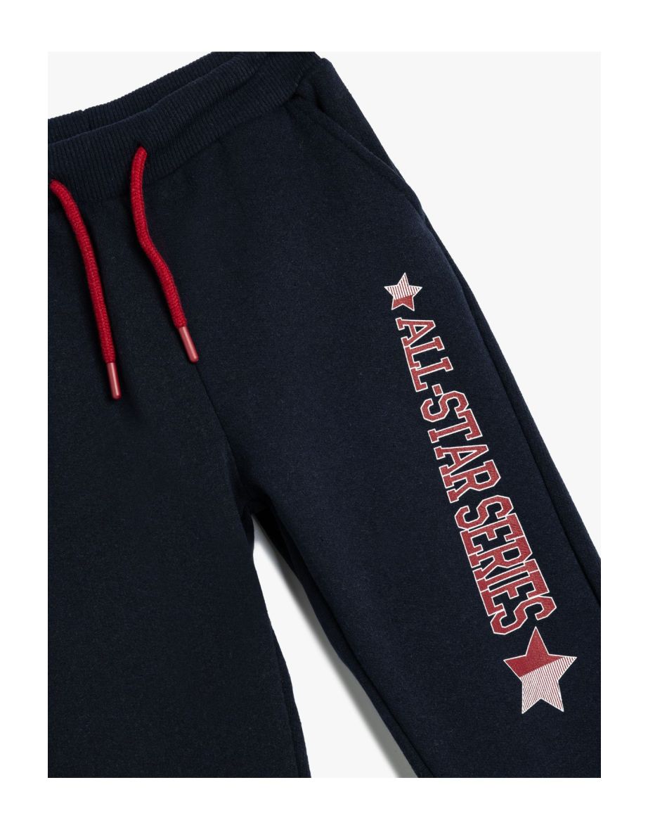 Jogger Sweatpants with Print Detail, Tie Waist and Pocket - 2