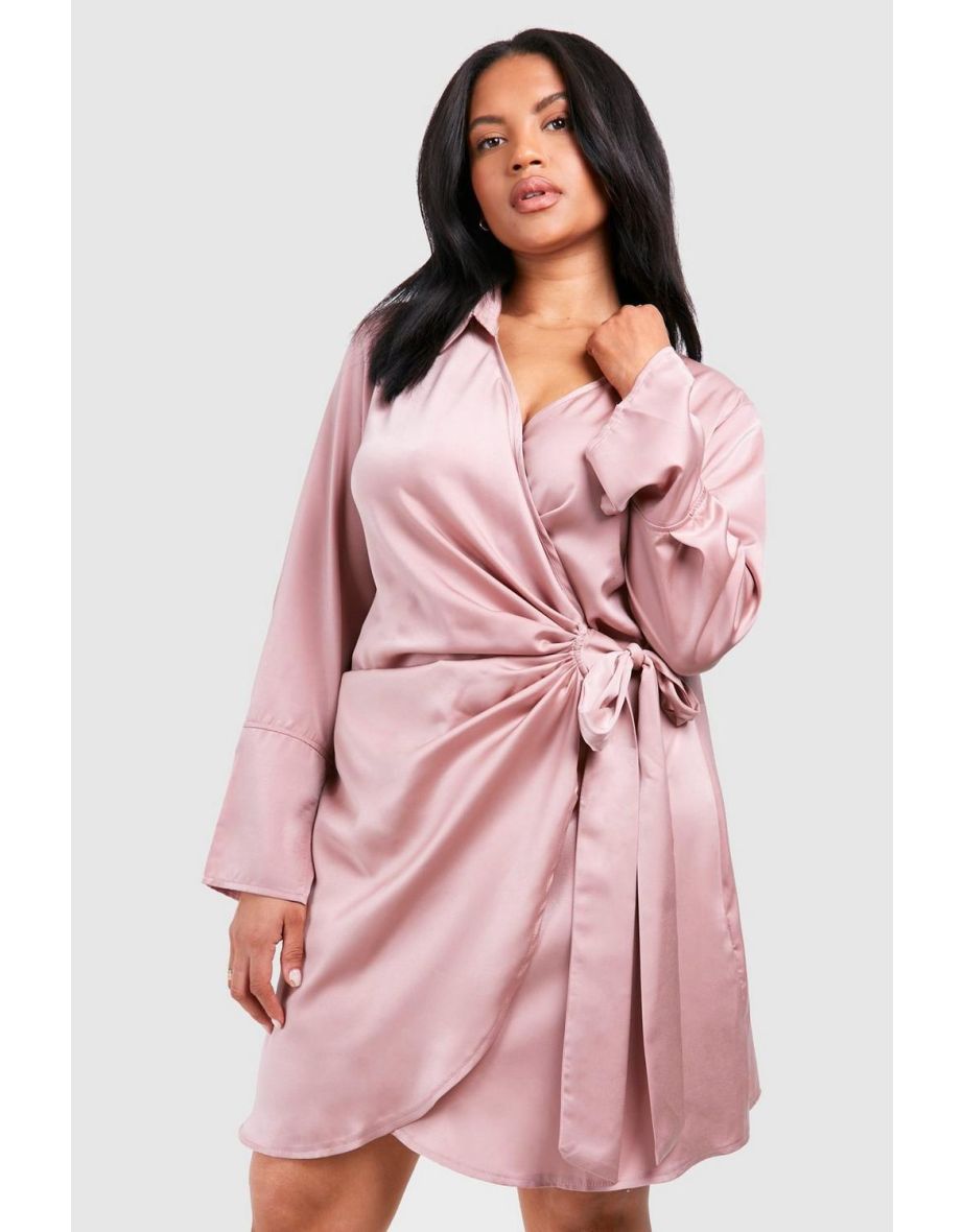 Dusky pink wrap dress best sale