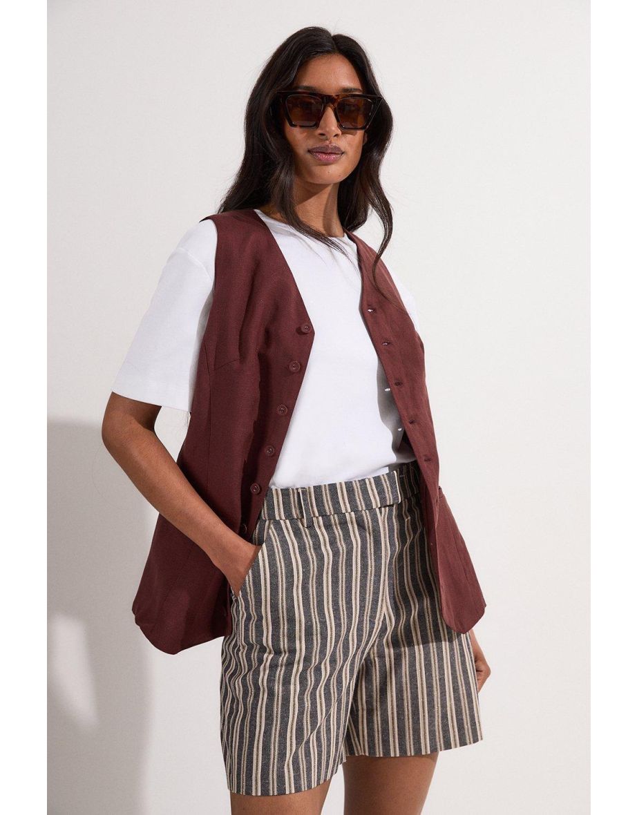 Linen Sparkle Stripe Tailored City Short