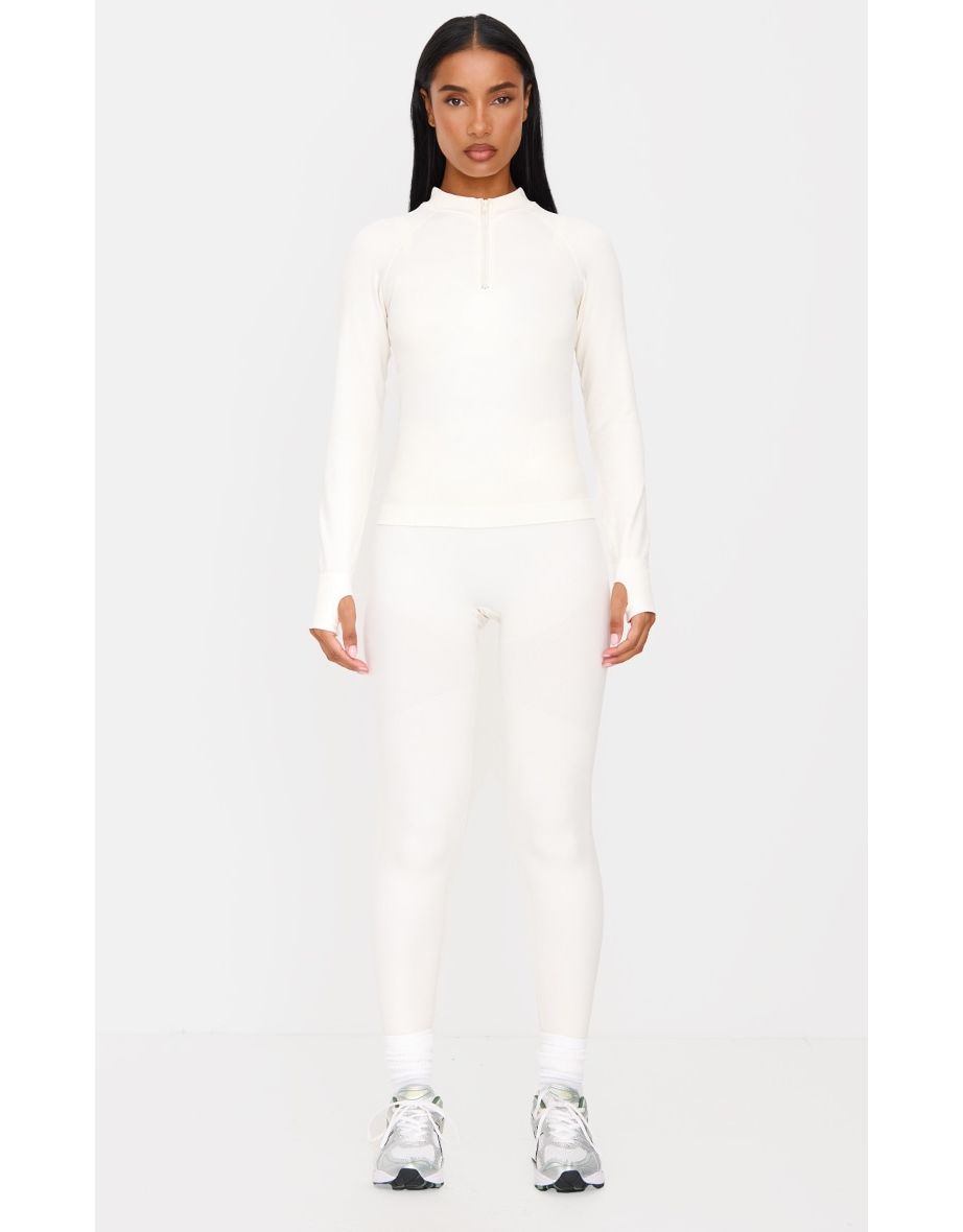 Butter Cream Seamless Half Zip Gym Top