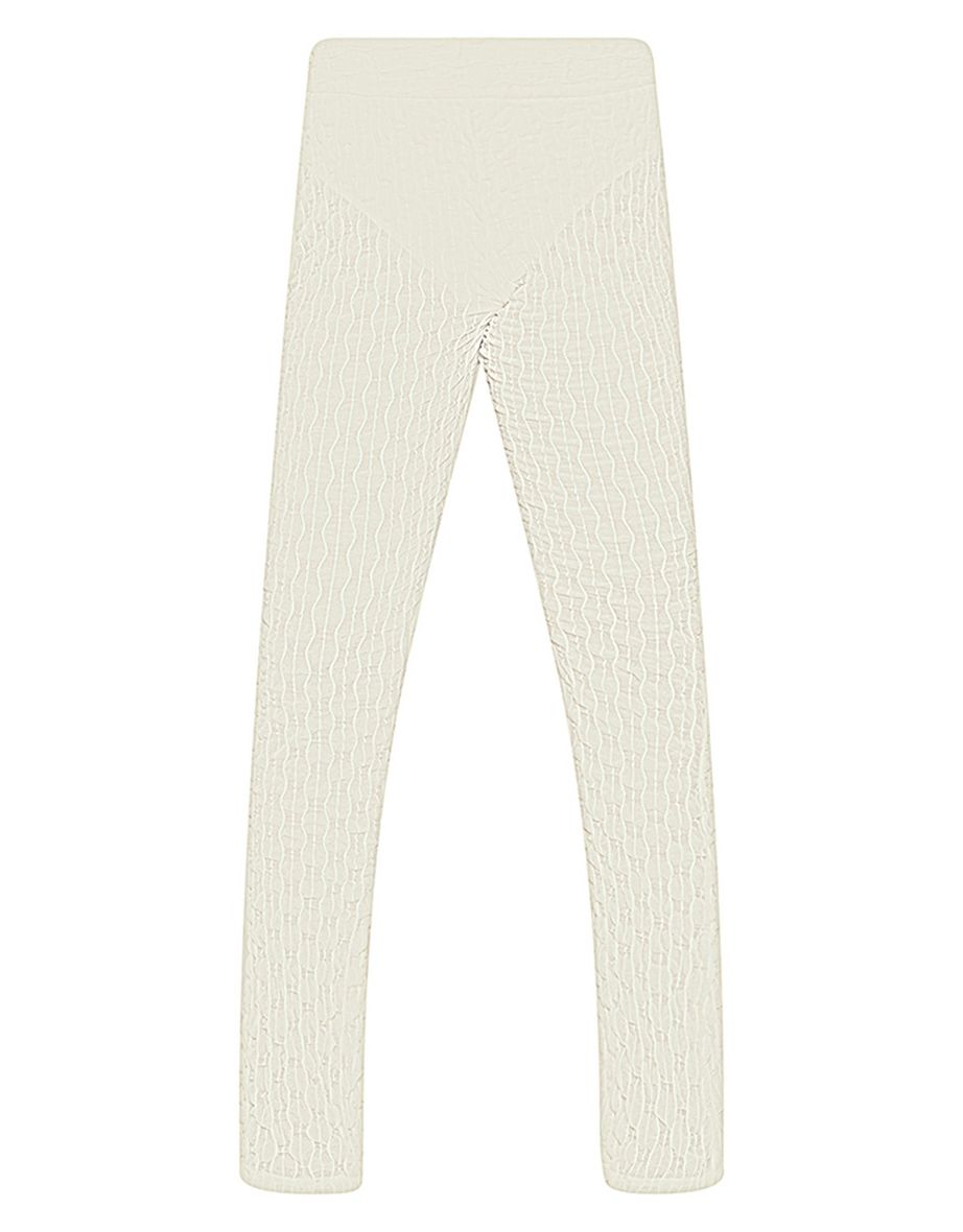 Sage Green Mesh Textured High Waisted Knicker Flare Trousers - 3