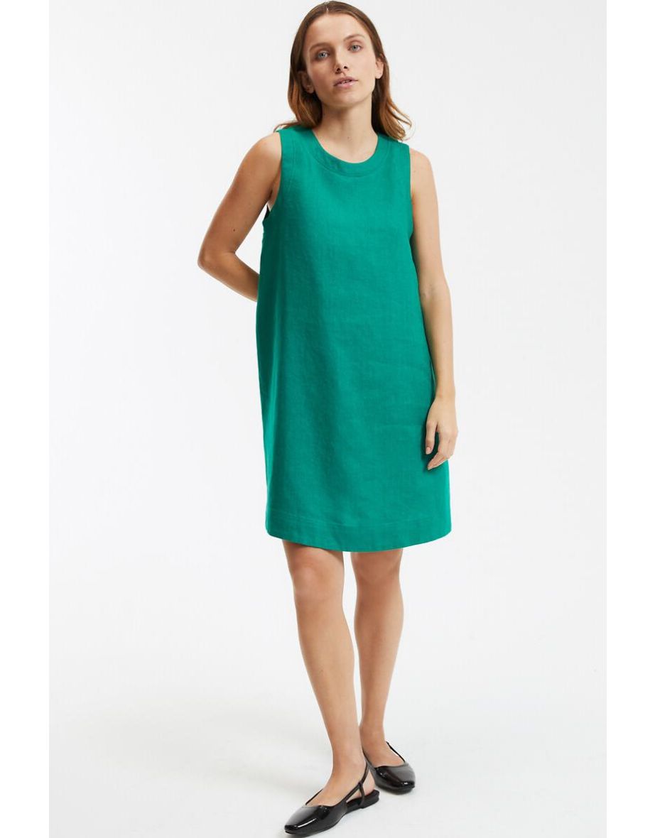 Mini Flared Sleeveless Dress in Linen