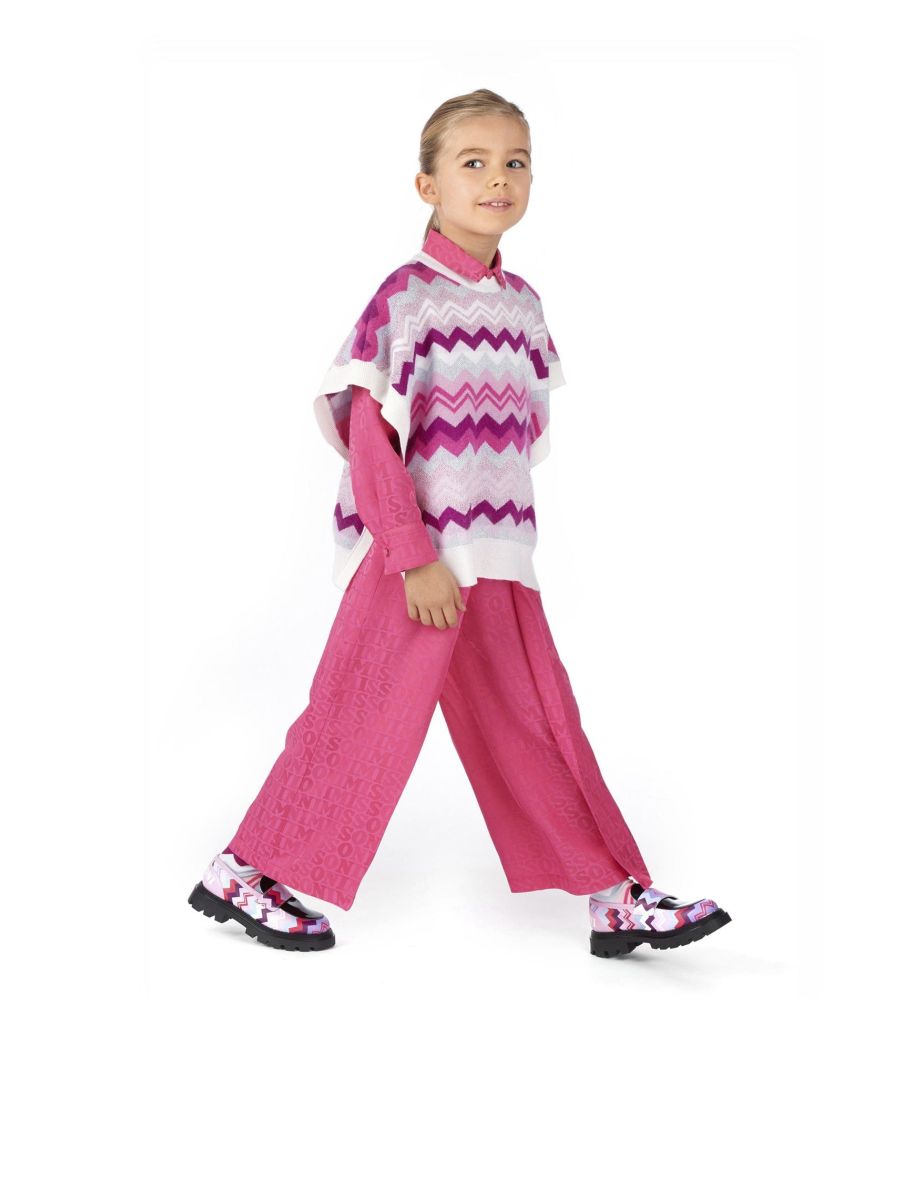 Girls Zigzag Knitted Vest in Pink