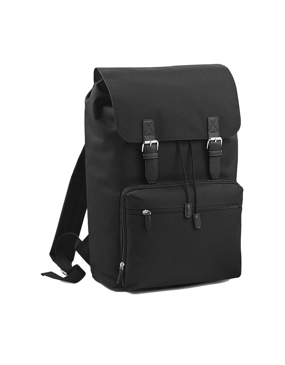 Bagbase Heritage Laptop Backpack Bag (Up To 17inch Laptop) (Pack of 2) - Black/Black