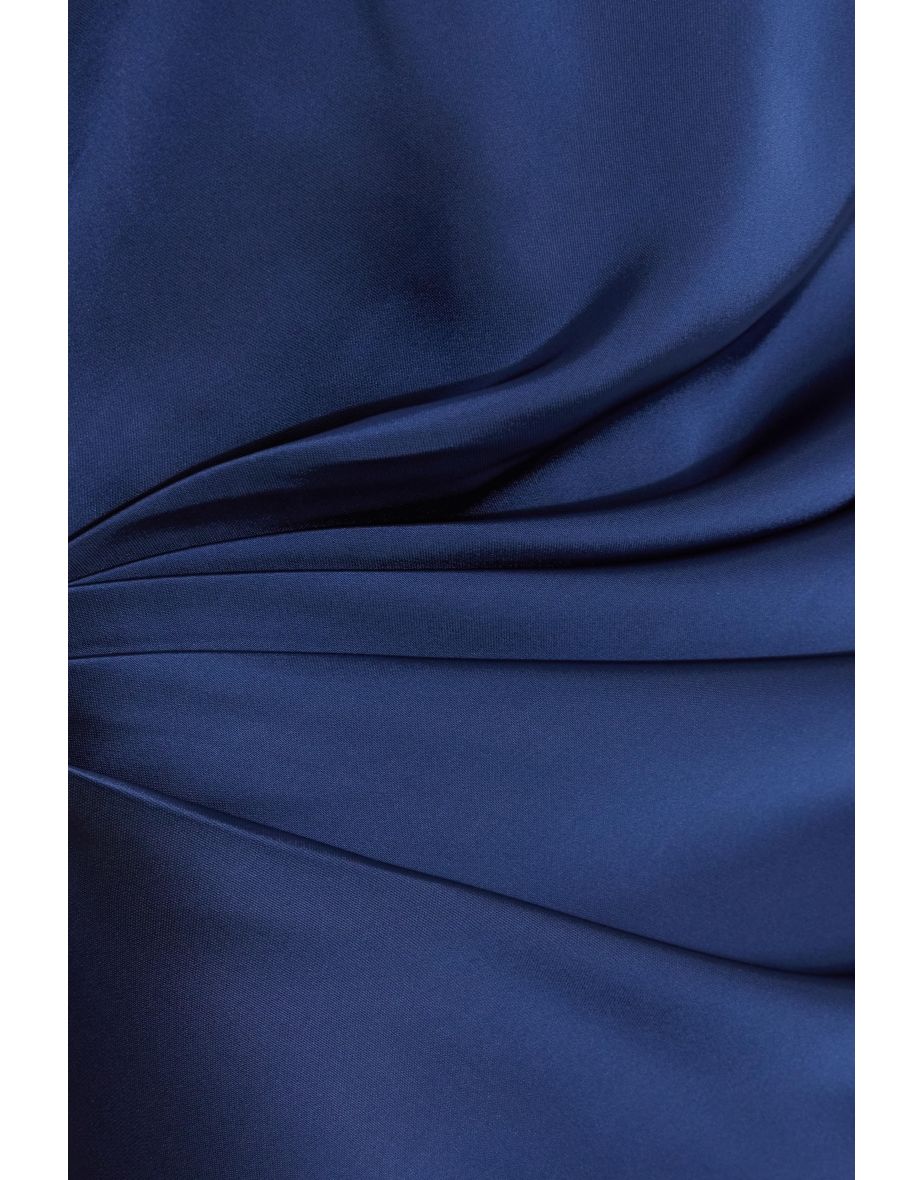 Blue Halter Neck Column Floor-Length Dress - 5