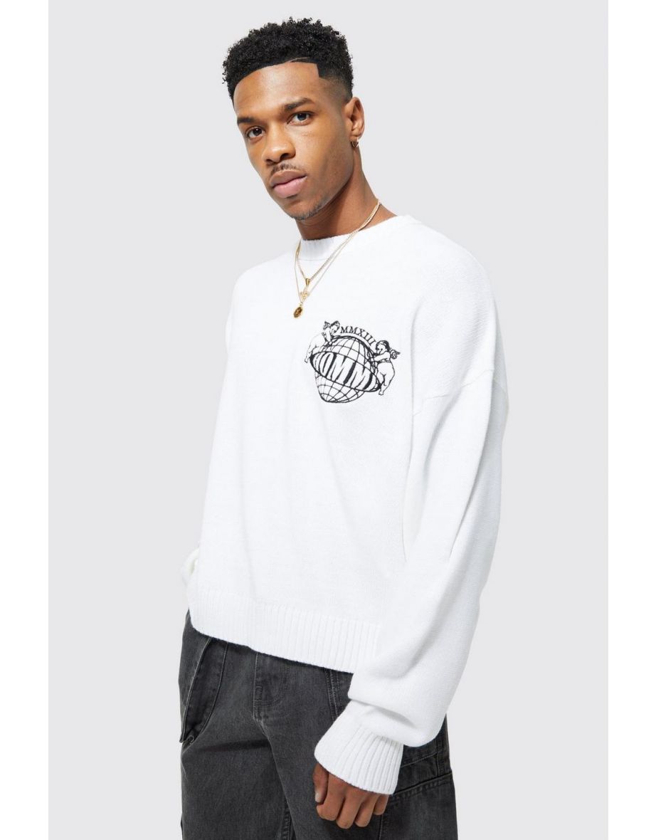 Boohooman white outlet jumper