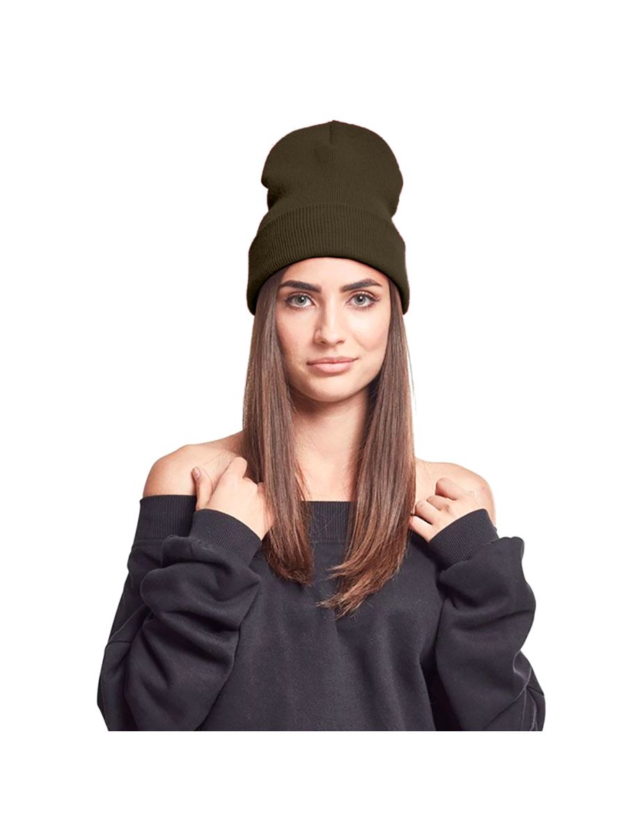Yupoong Flexfit Unisex Heavyweight Long Beanie Winter Hat - Olive - 1