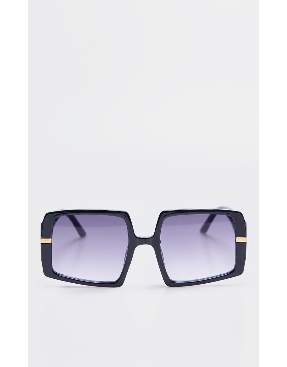 Black Oversized Square Lens Sunglasses - 2