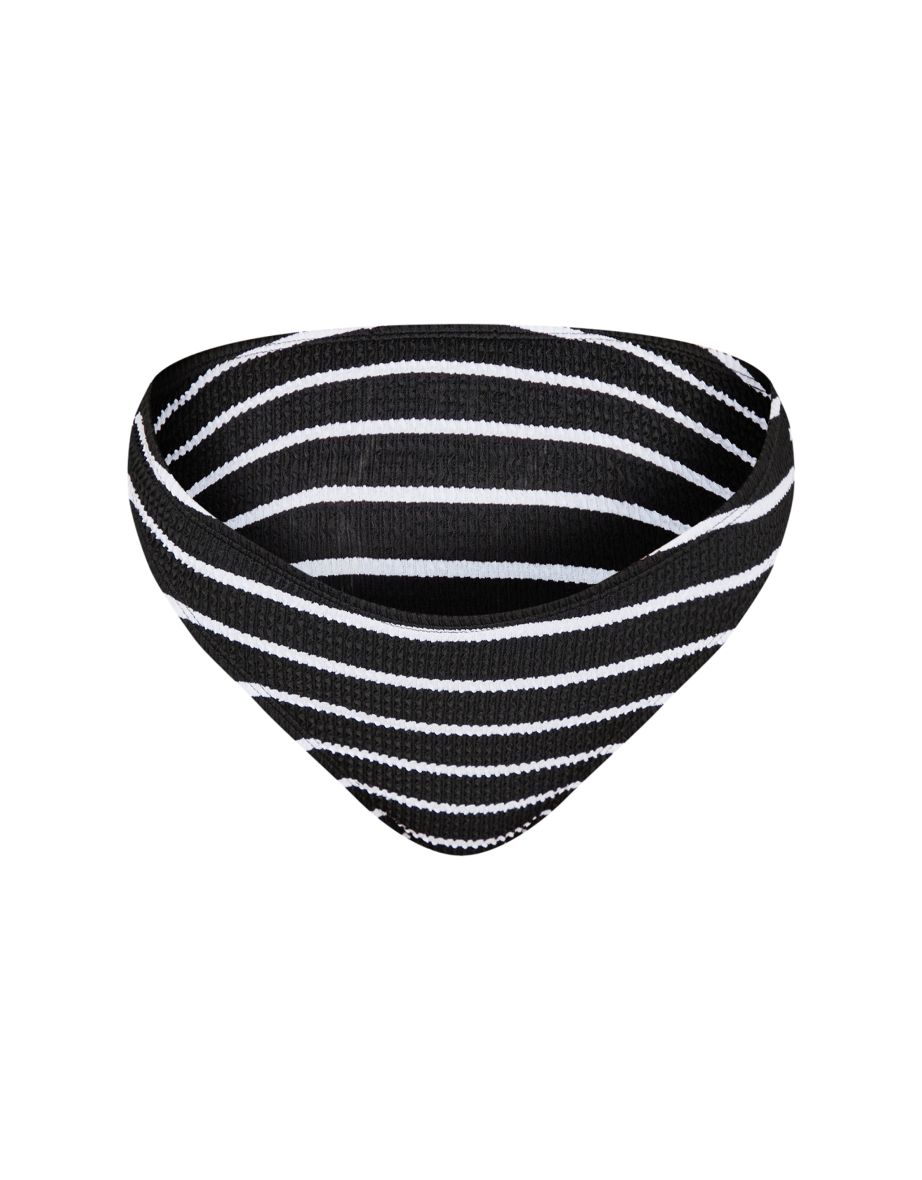 Black Striped Crinkle Tanga Bikini Bottoms - 3