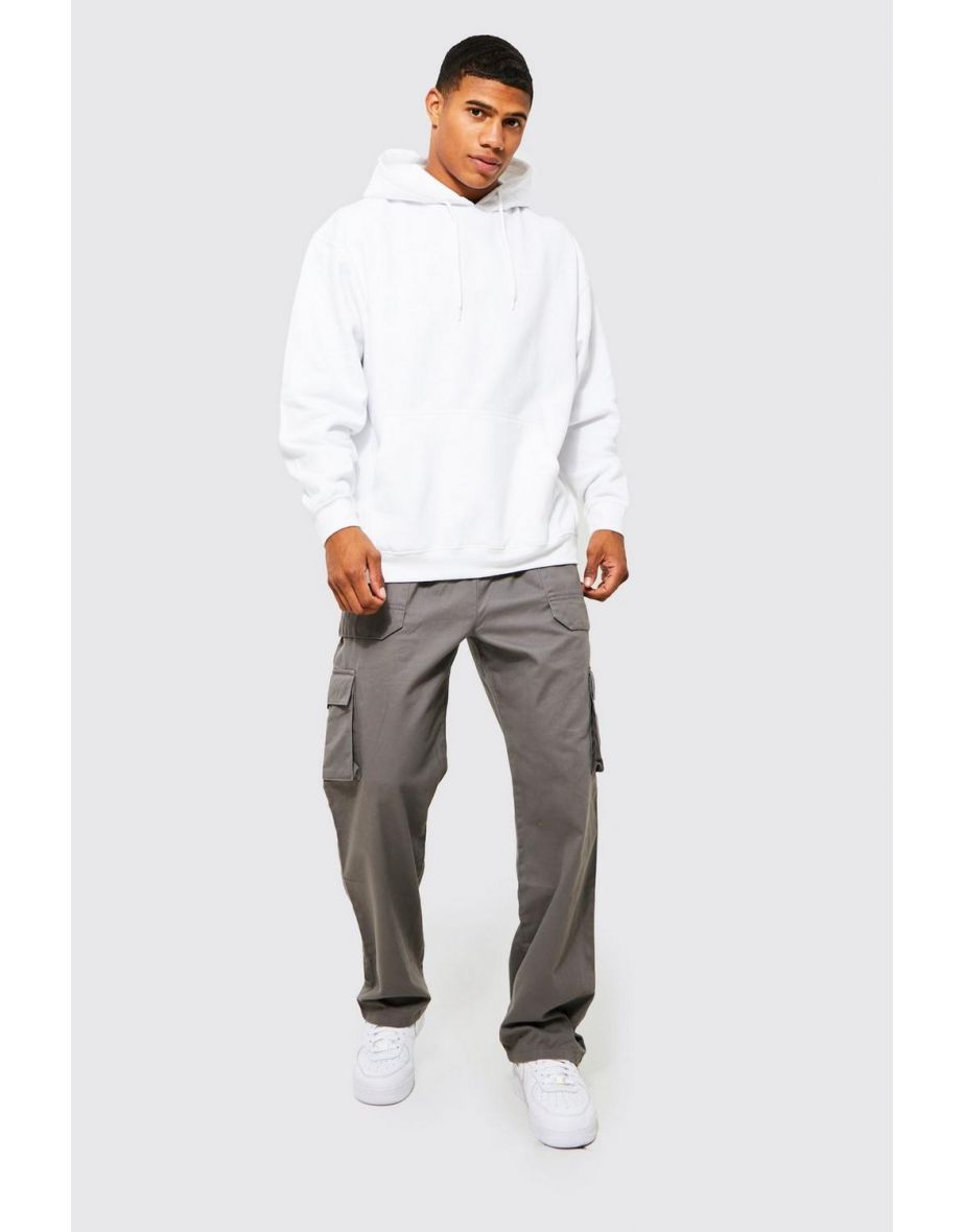 Relaxed Fit Twill Belt Front Cargo Joggers - slate - 2