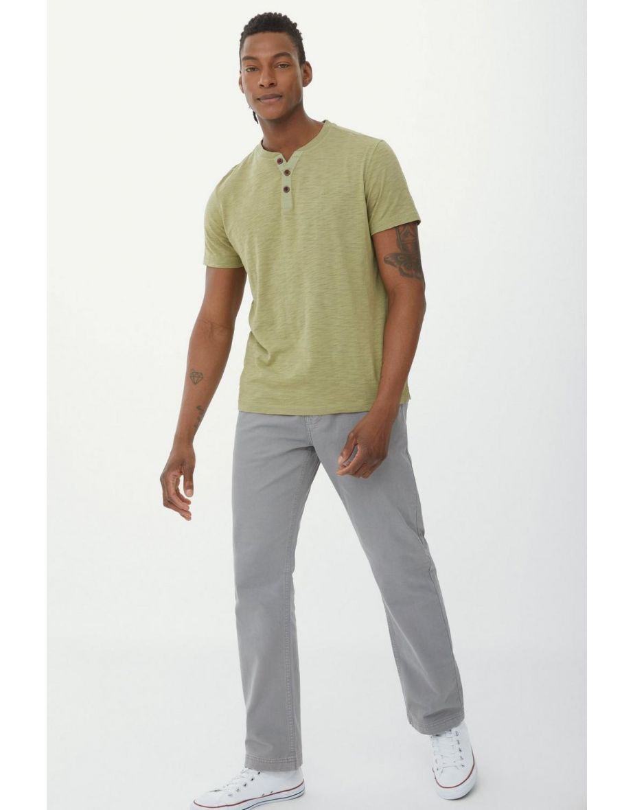 Pure Cotton Slub Y Neck T-shirt - sage - 3