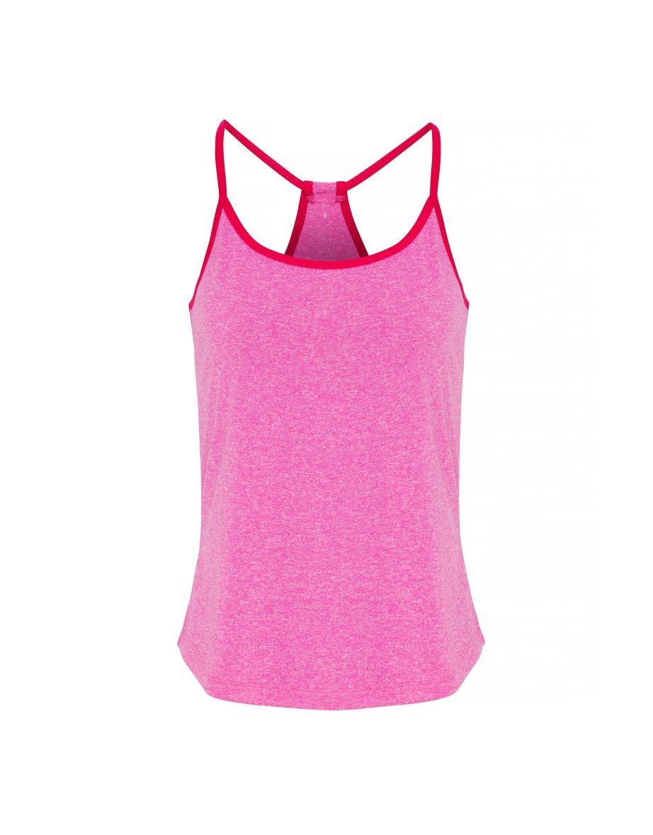 TriDri Womens/Ladies Yoga Vest - Pink Melange/Hot Pink