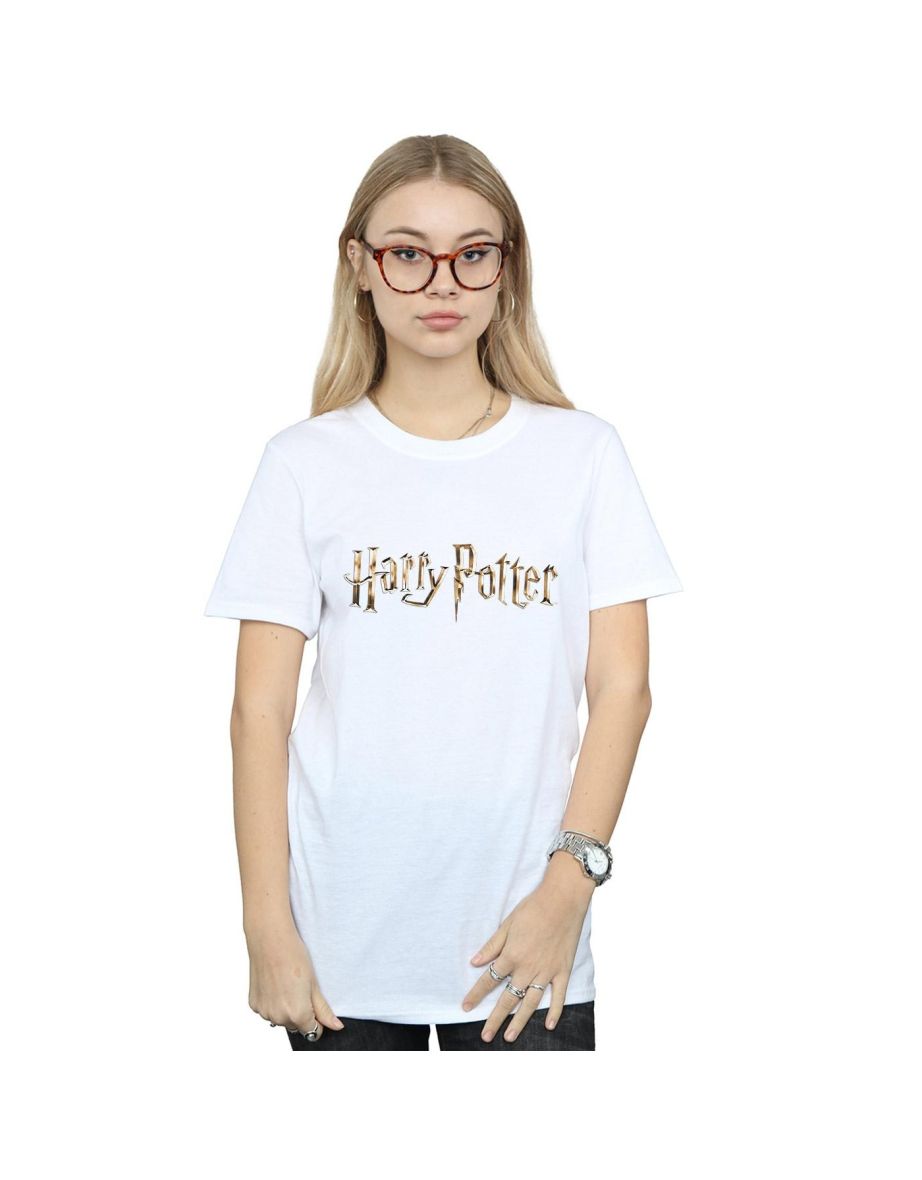 Harry Potter Womens/Ladies Full Colour Logo Cotton Boyfriend T-Shirt - White