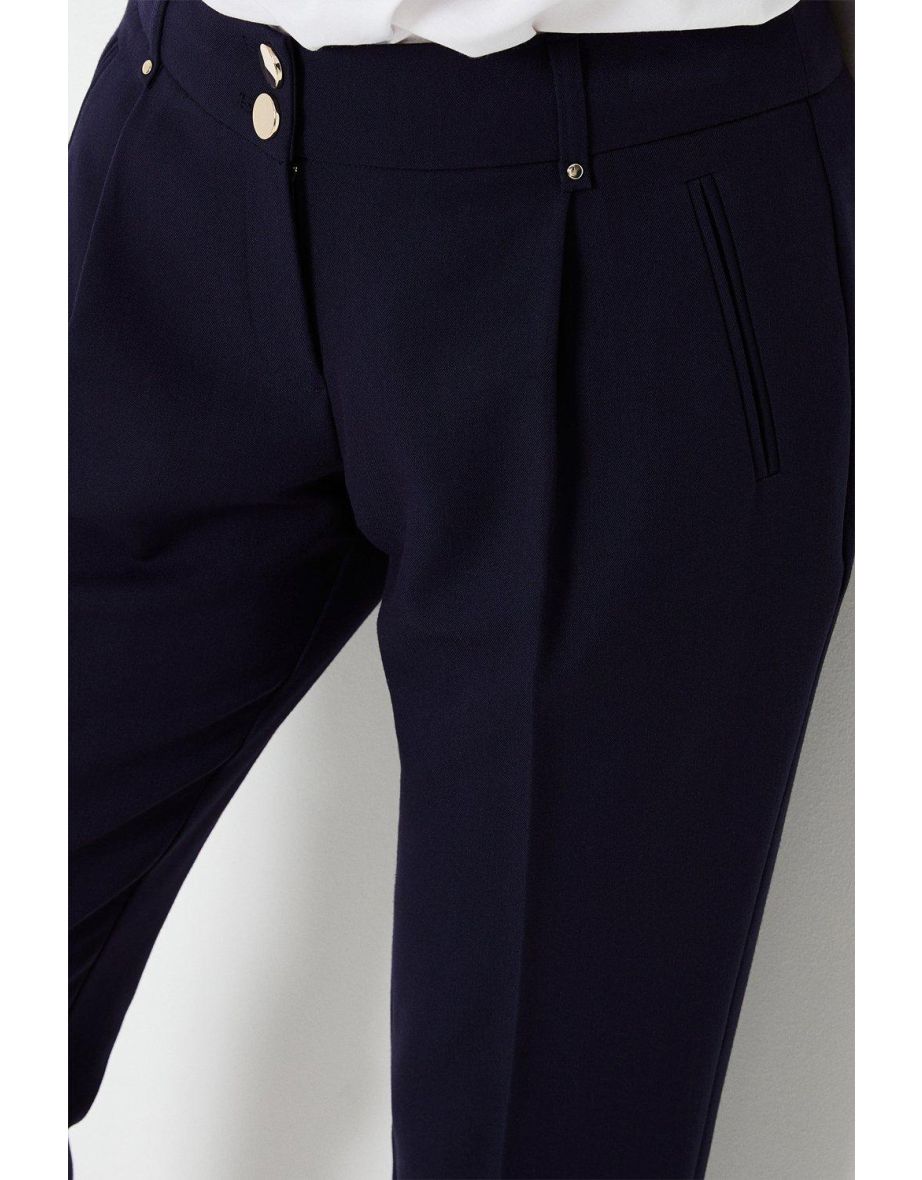 Petite Navy Smart Tapered Leg Trousers - 3