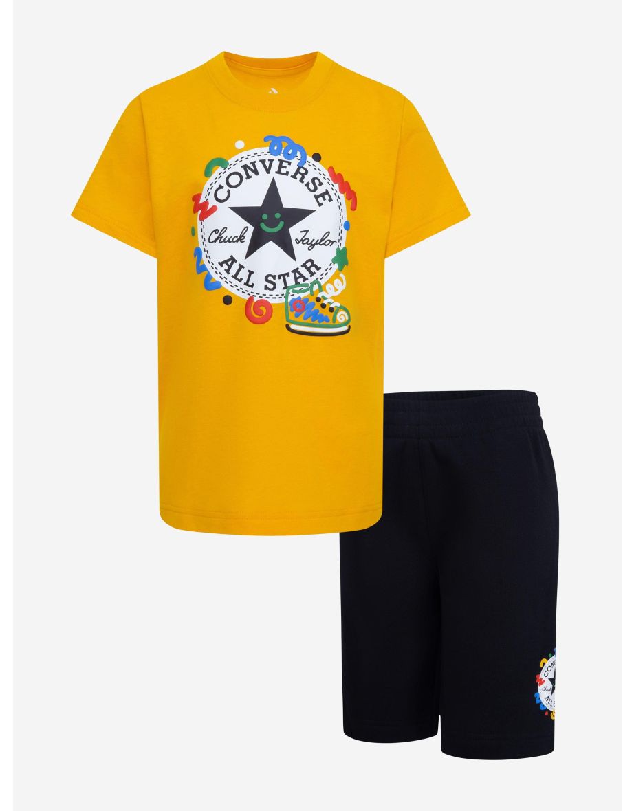 Boys Squiggle T-Shirt And Shorts Set in Black