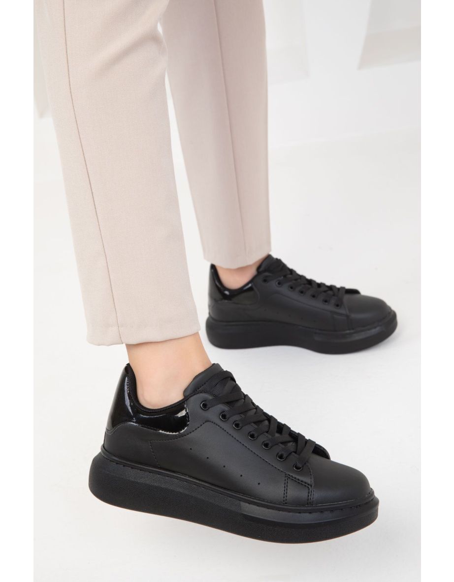 Black-Black Patent Leather Women's Sneaker