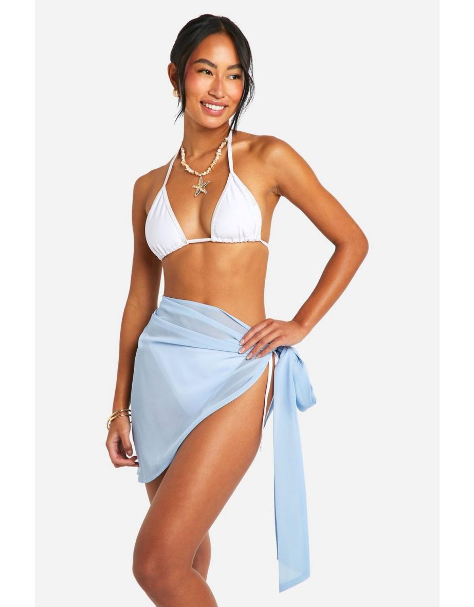 Chiffon Tie Beach Mini Sarong - baby blue