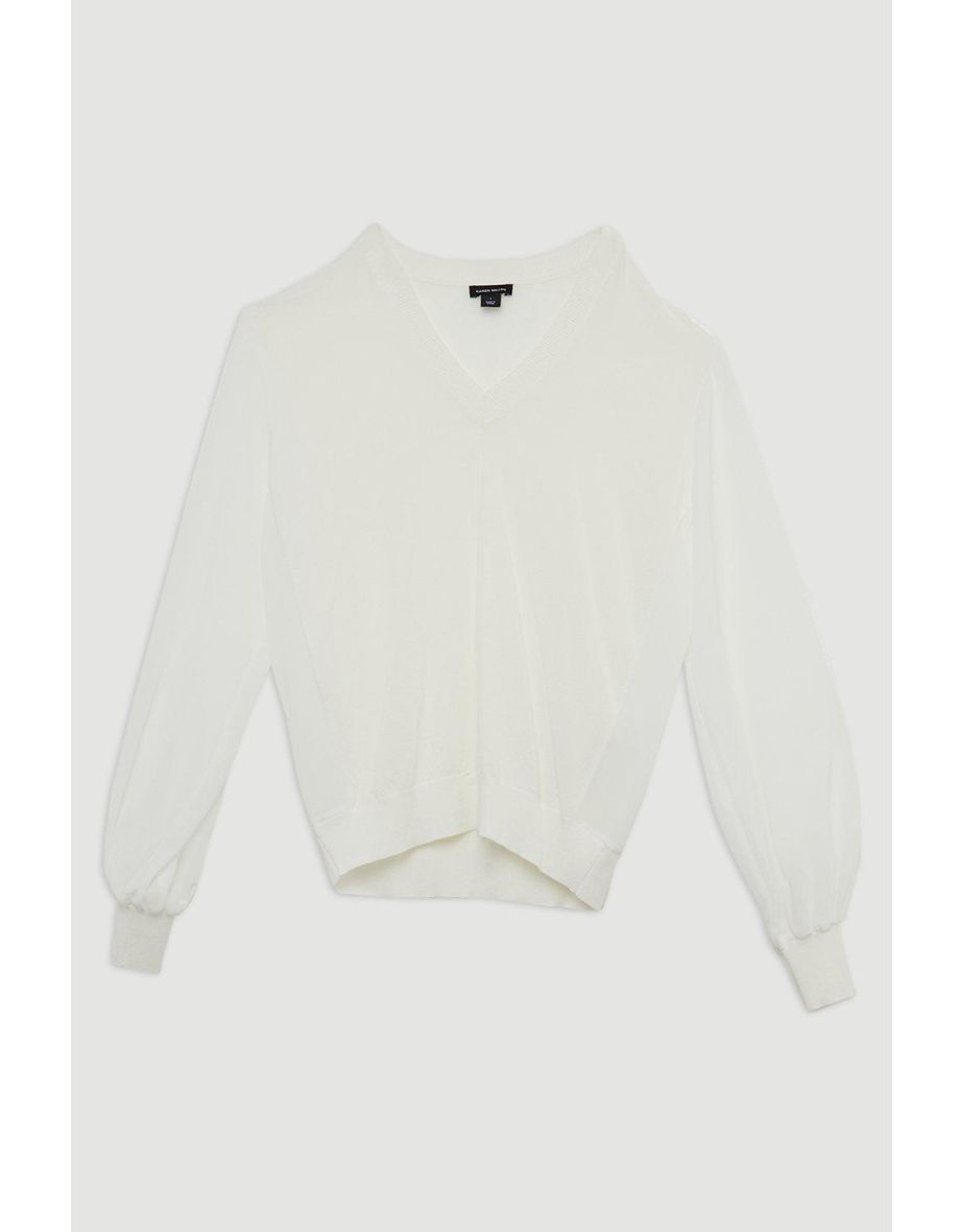 Lightweight Viscose Blend Summer Knit Georgette Sleeve Top - 4