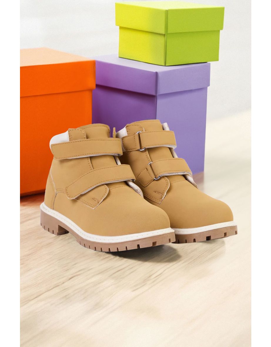 Camel Velcro Big Girl Kids Boots - 4