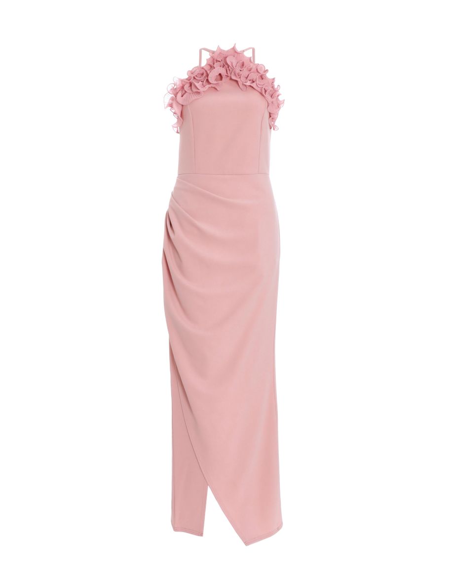 Pink Ruffle High Neck Dress - 5