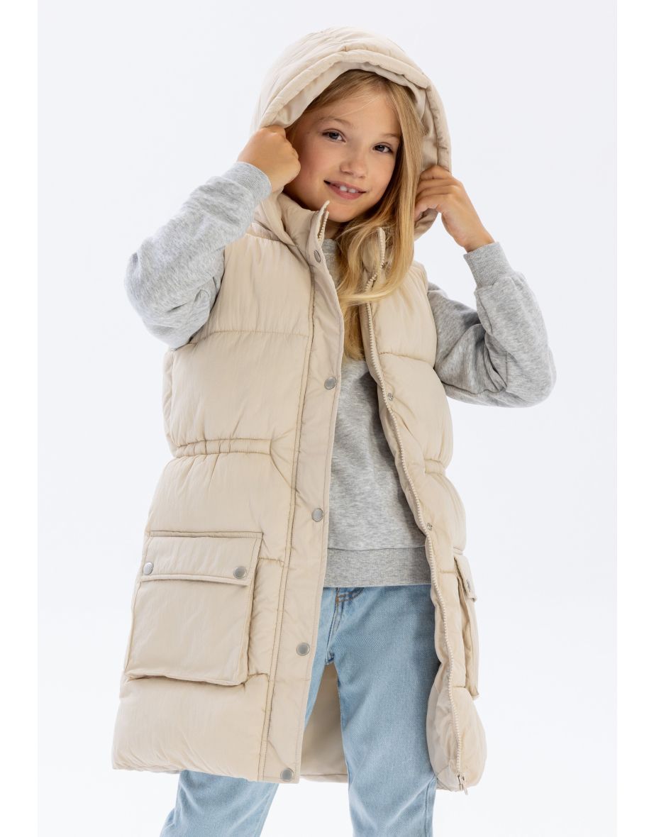 Girls Padded Gilet with Snap Fastening