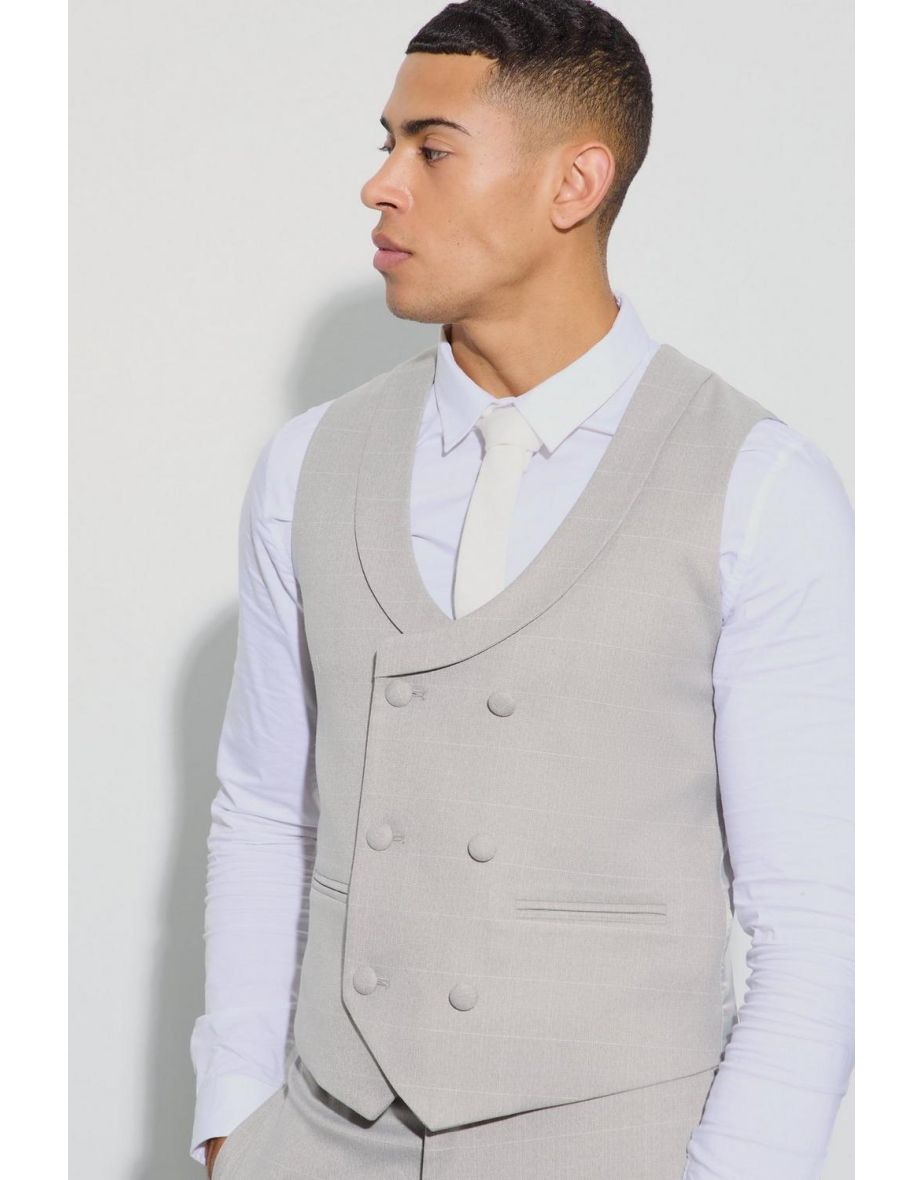 Window Check Double Breasted Waistcoat
