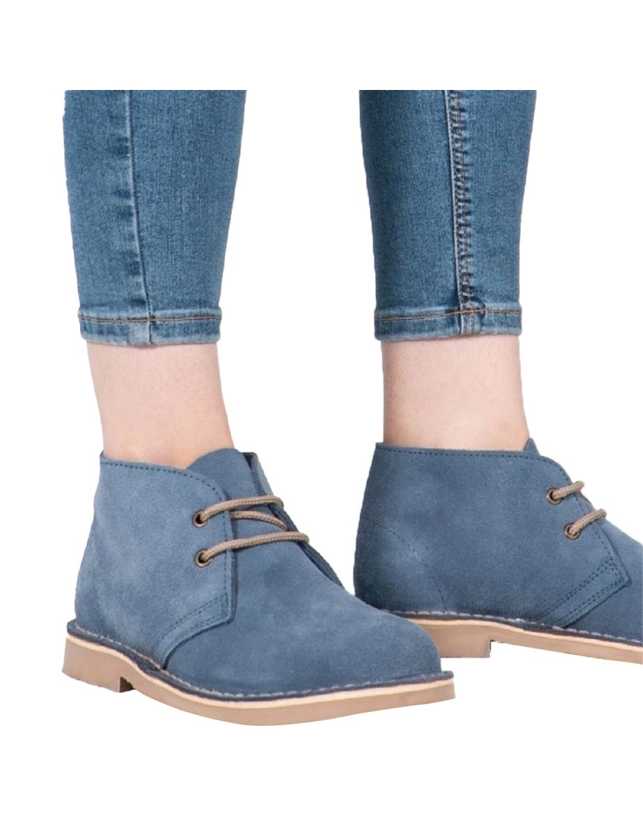 Roamers Womens/Ladies Real Suede Unlined Desert Boots - Denim Blue - 3
