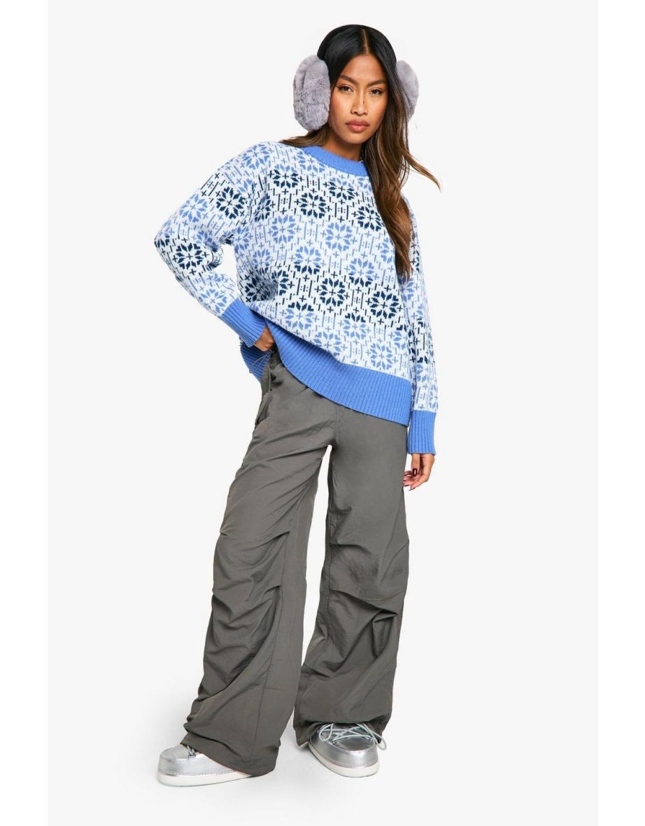 Premium Fairisle Knitted Oversized Jumper - blue