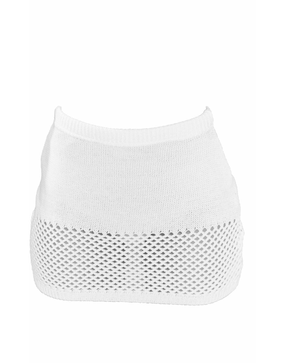 White Crochet Panel Detail Mini Skirt - 5