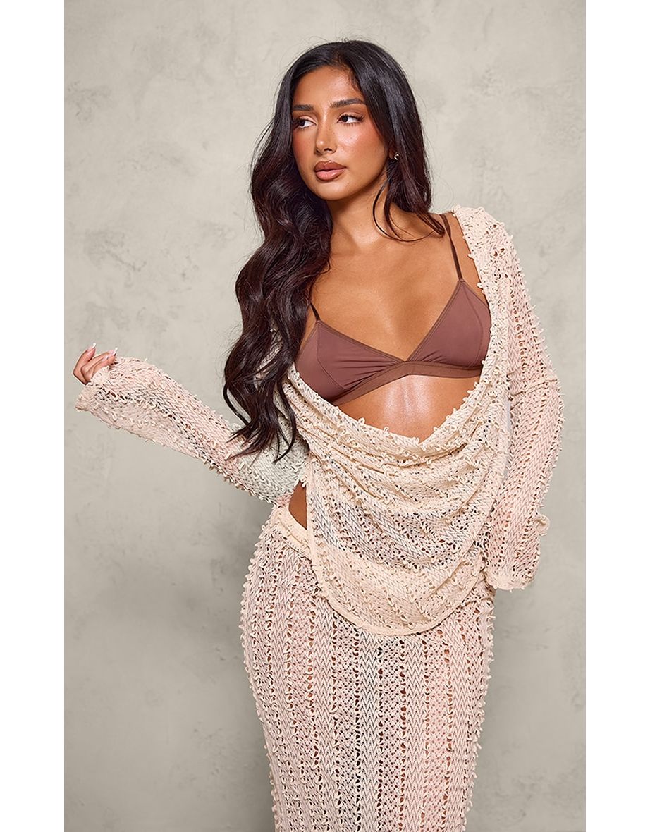 Petite Stone Textured Extreme Cowl Neck Top