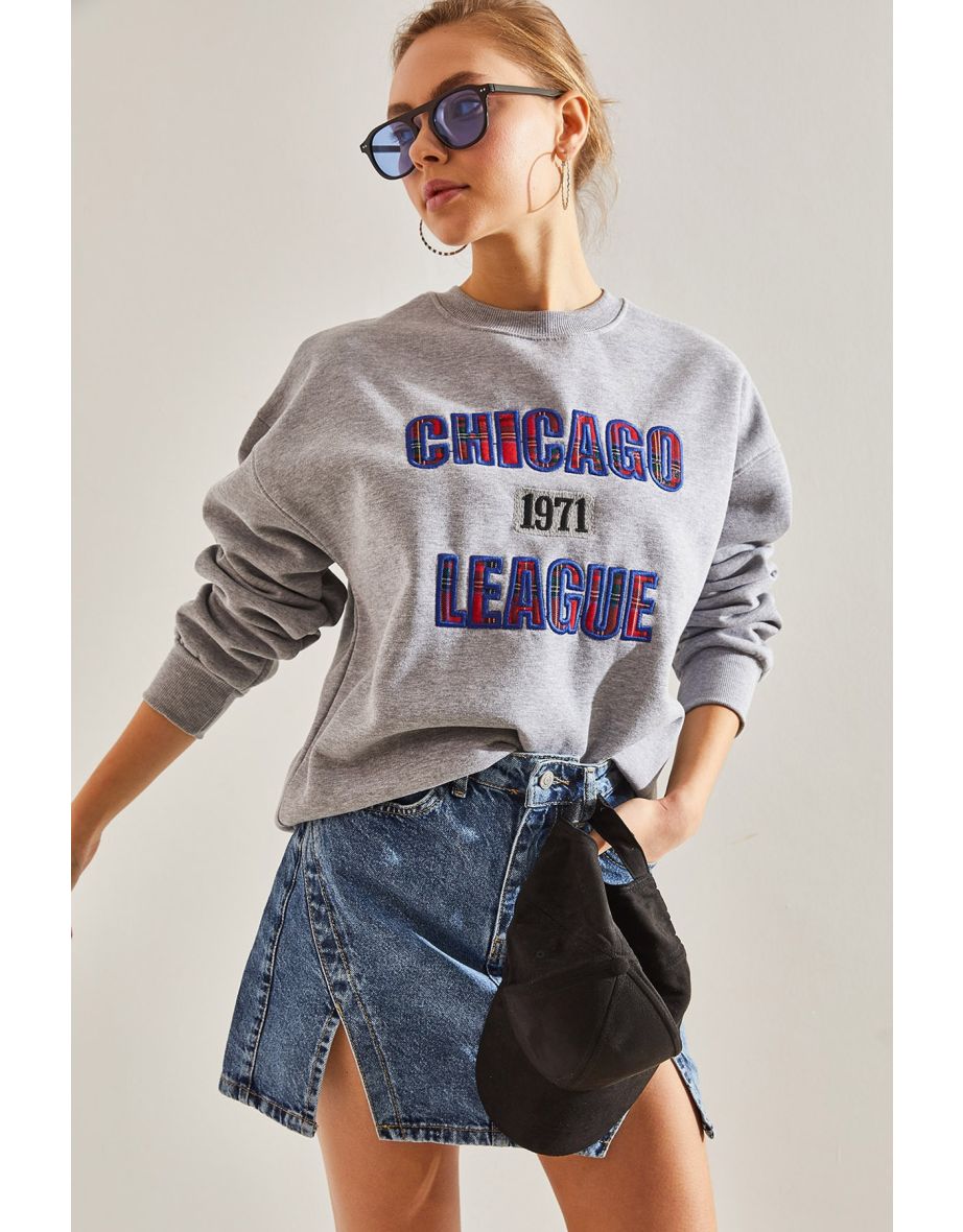 Women's Chicago Printed Three Thread Raised Sweatshirt