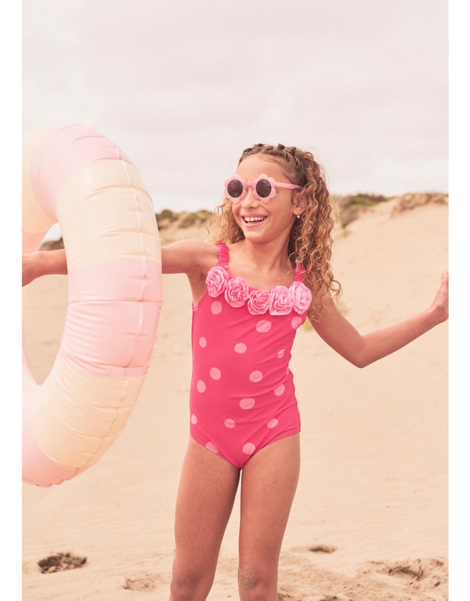 Amara Spot Print Ruffle Swimsuit - 1