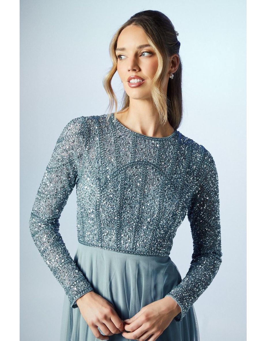 Mixed Gem Tulle Skirt Bridesmaid Dress - 3