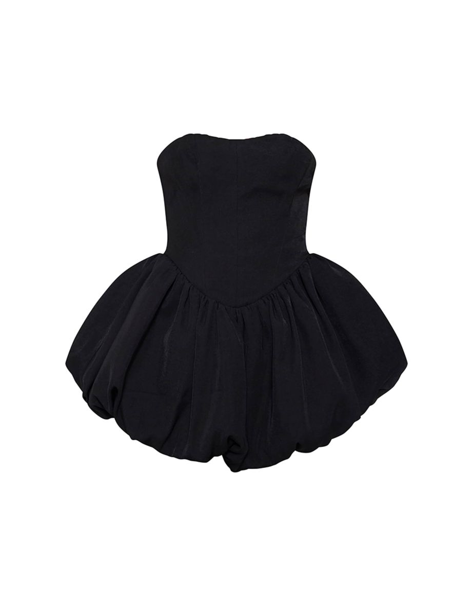 Premium Black Bandeau Puff Ball Dress - 4