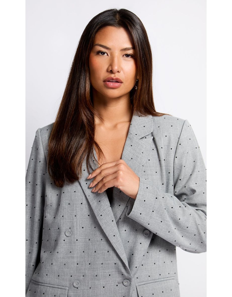 Grey and Black Diamanté Blazer by Vogue Williams - 4