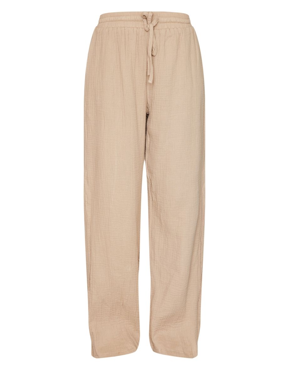 Mushroom Textured Cheesecloth Wide Leg Trousers - 4