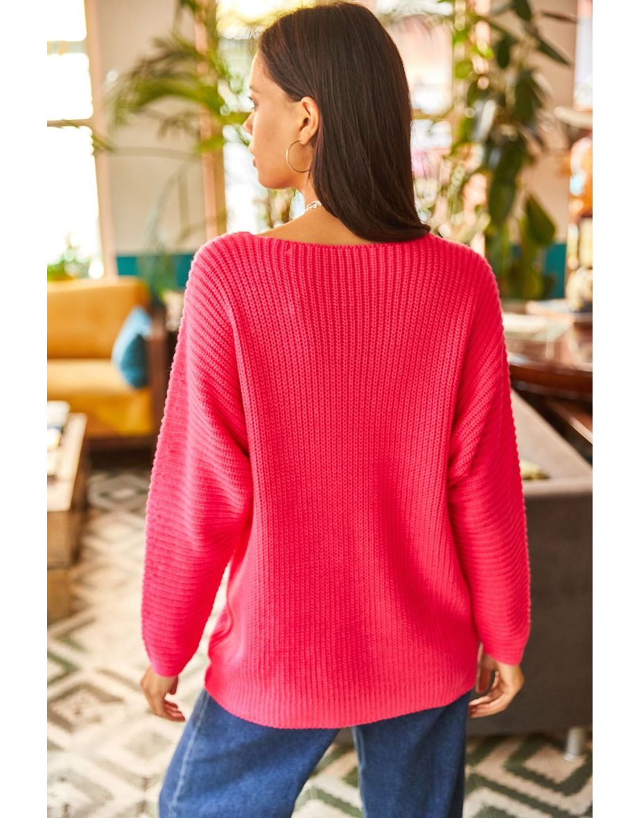 V Neck Thessaloniki Knit Oversize Knitwear Sweater - 6