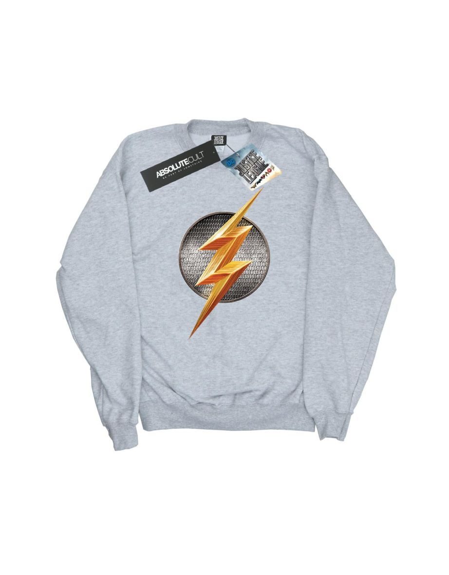 DC Comics Girls Justice League Movie Flash Emblem Sweatshirt - Sports Grey