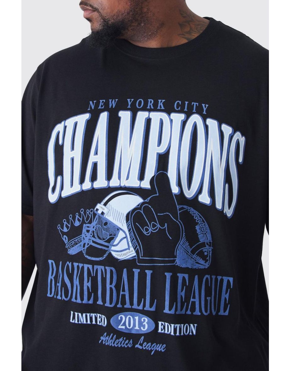 Plus Basketball League Print T-shirt in Black - black - 2