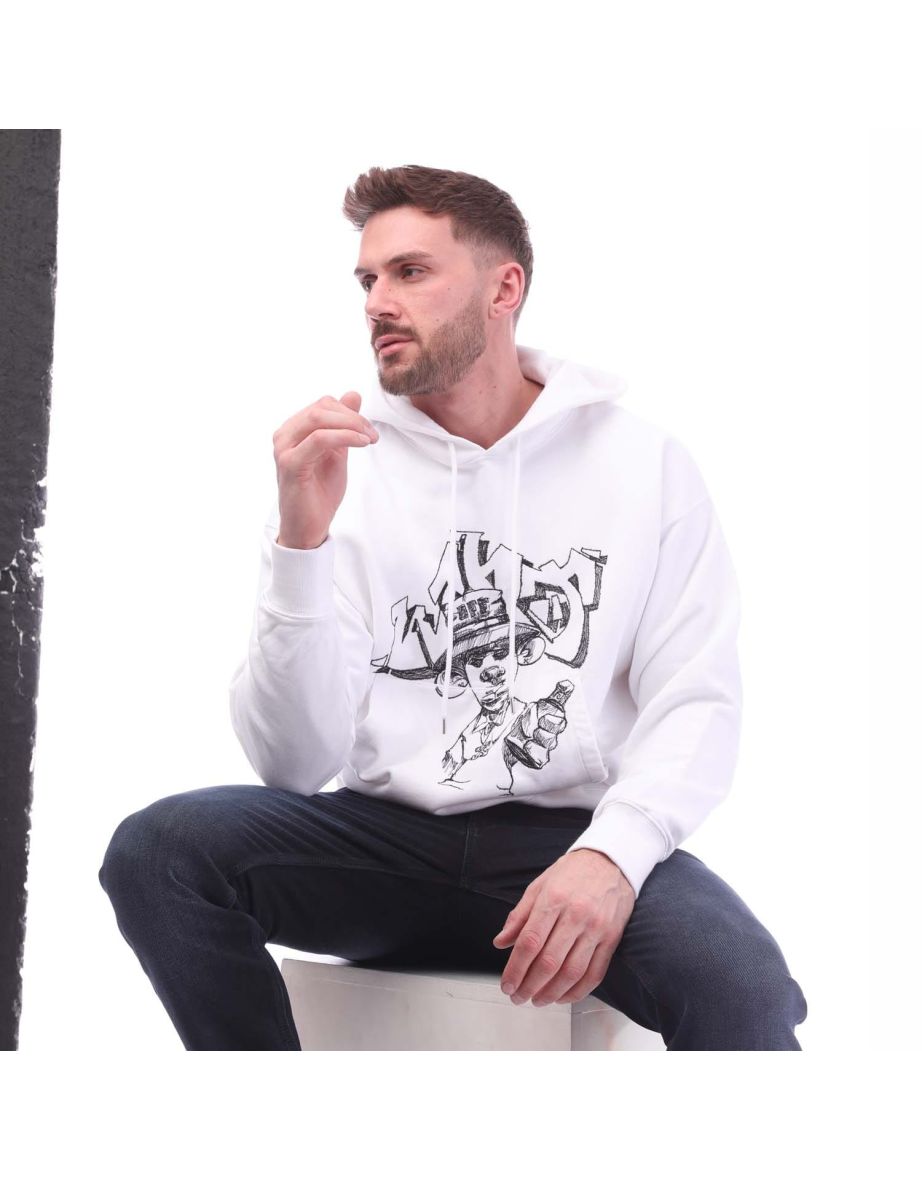 Men's Off White Graffiti Freest Skate Hoodie in White - 3