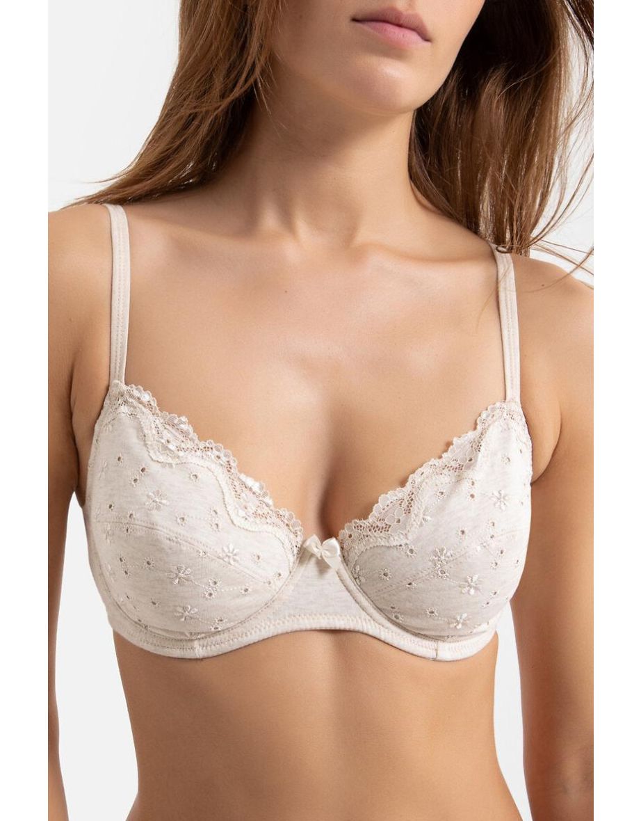 Embroidered Cotton Full Cup Bra