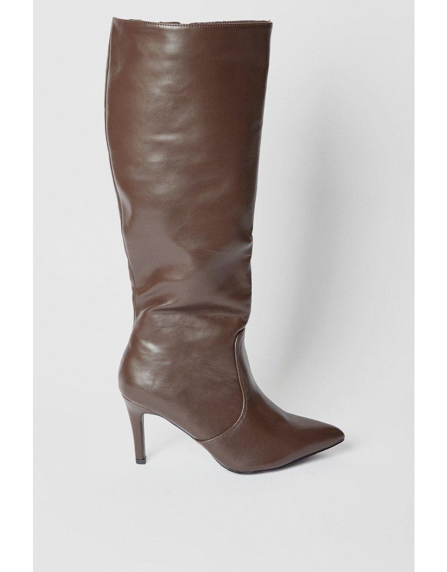 Wide Fit Holland Stiletto Pointed Knee High Boots