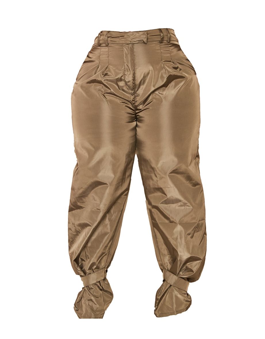Plus Khaki Tie Cuff Nylon Jogger - 4