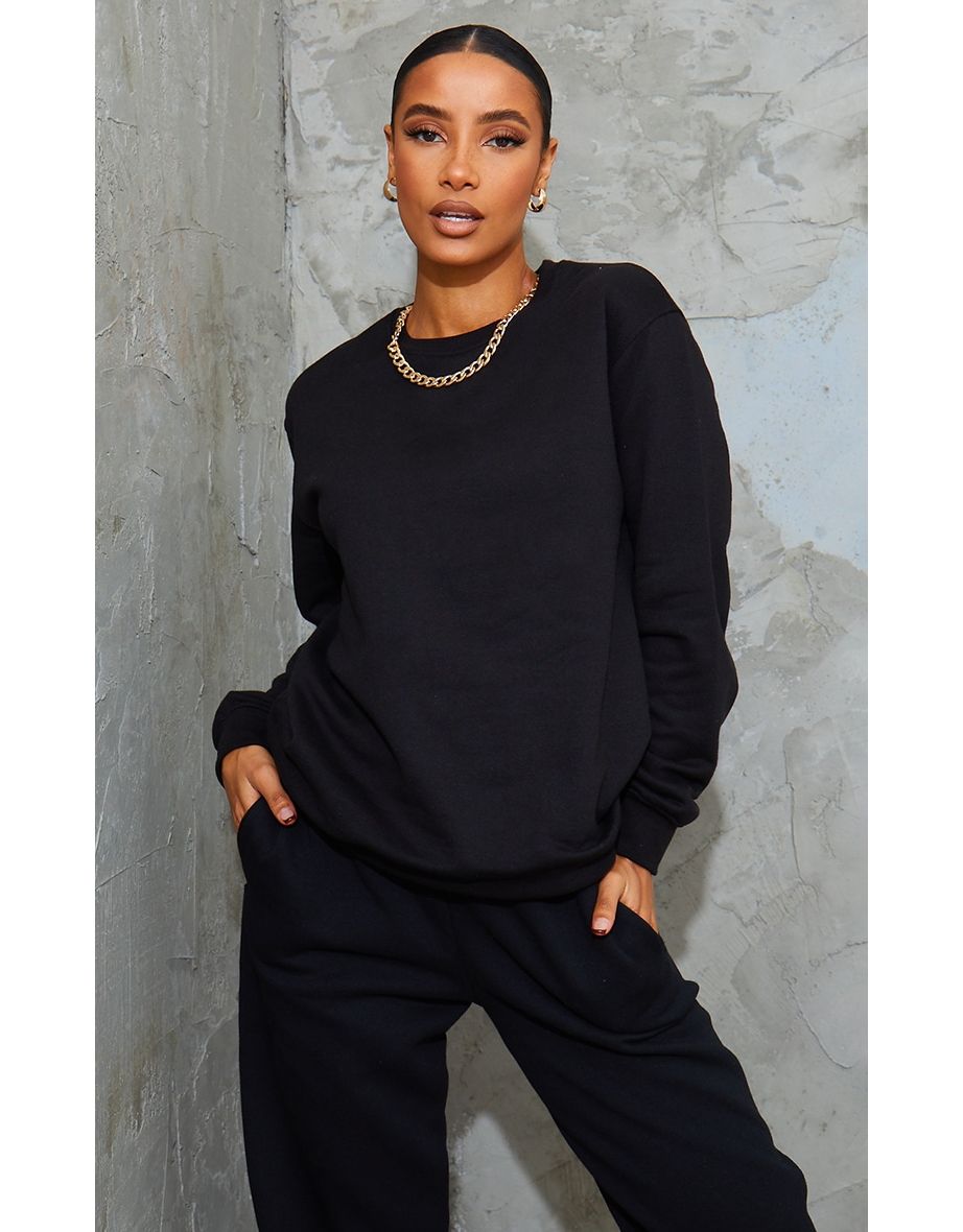 Womens black oversized sweatshirt sale