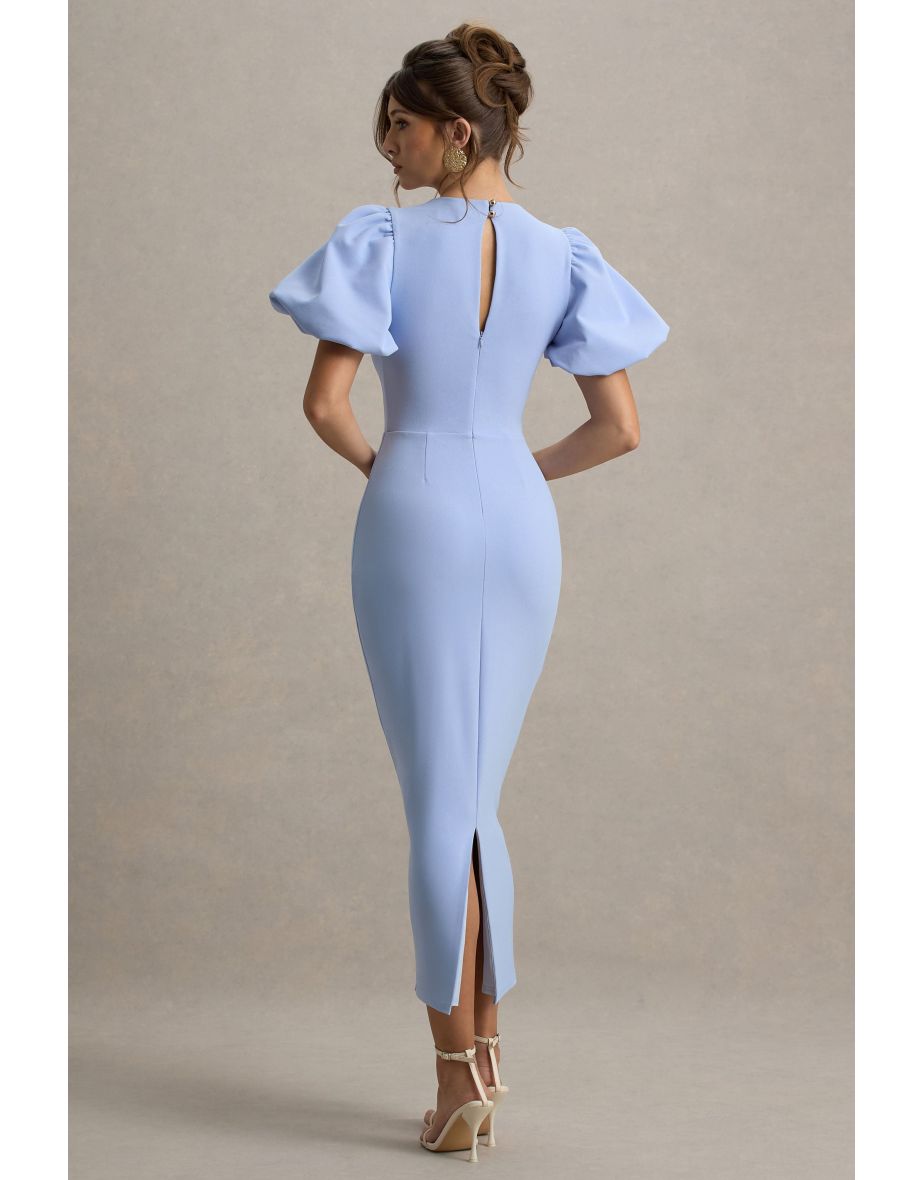 Dakota | Powder Blue Puff-Sleeve Midi Dress - 7