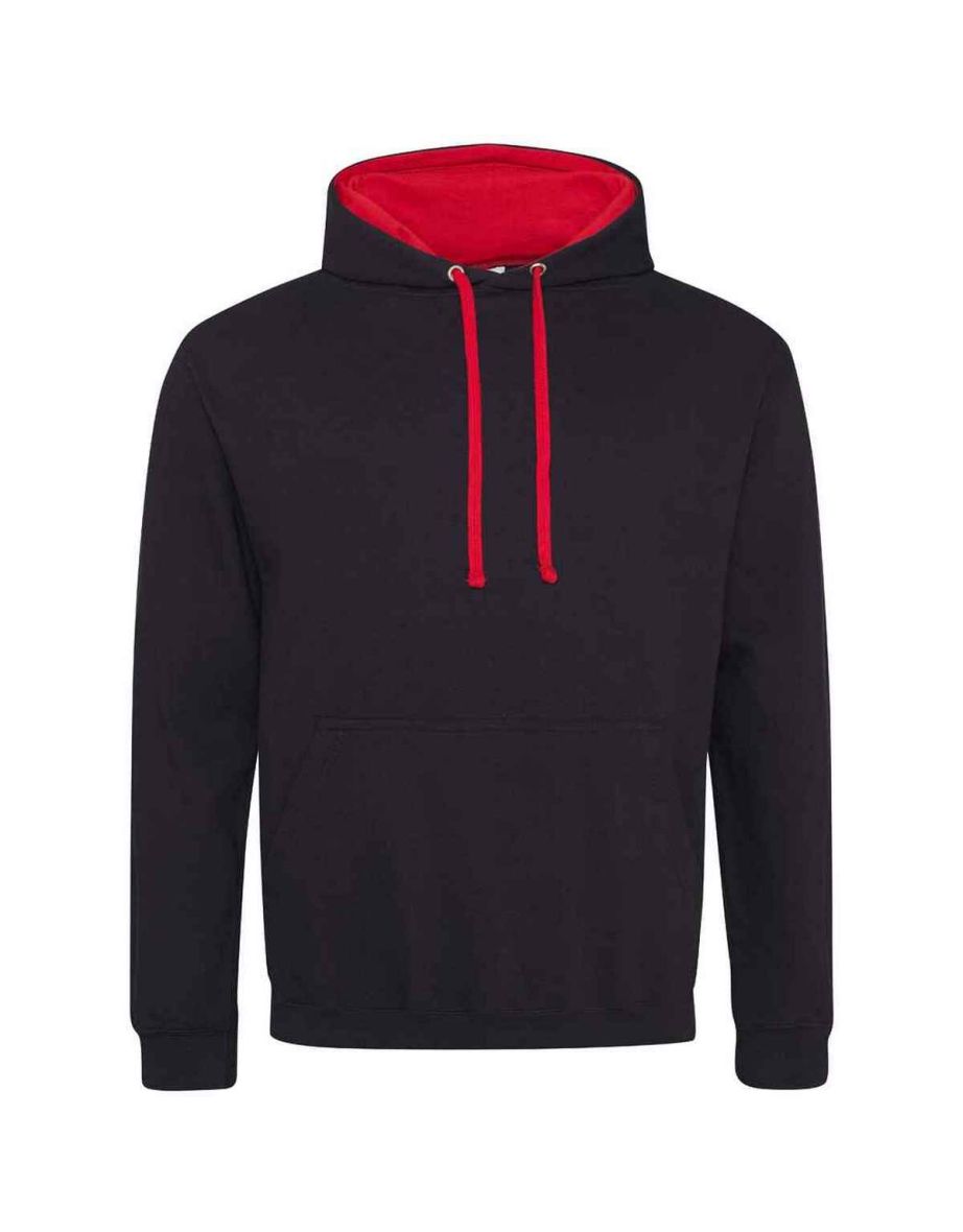 Awdis Womens/Ladies Varsity Hoodie - Jet Black/Fire Red