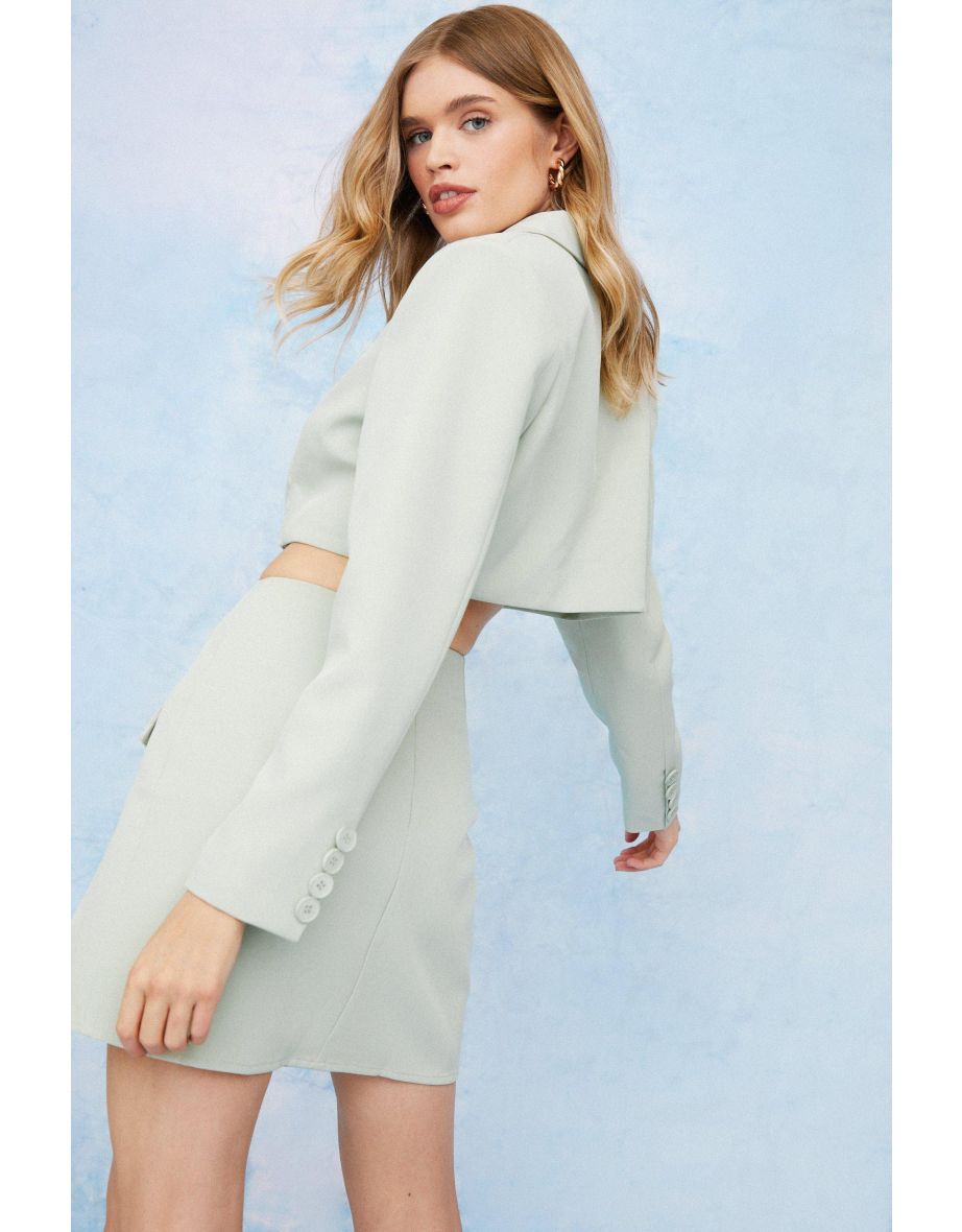 Asymmetric Tailored Wrap Mini Skirt - 3